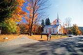 Couple near town church with